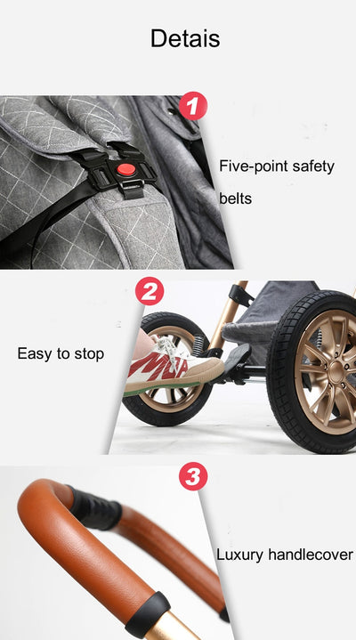 3 in 1 Luxury Baby Stroller - Monica