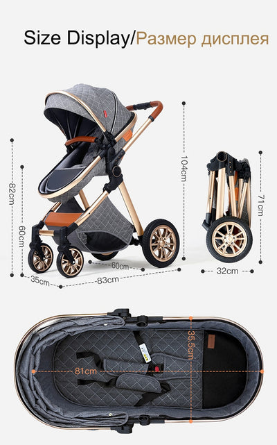 3 in 1 Luxury Baby Stroller - Monica