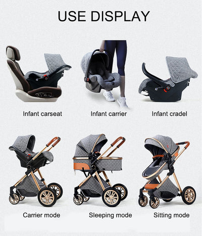 3 in 1 Luxury Baby Stroller - Monica