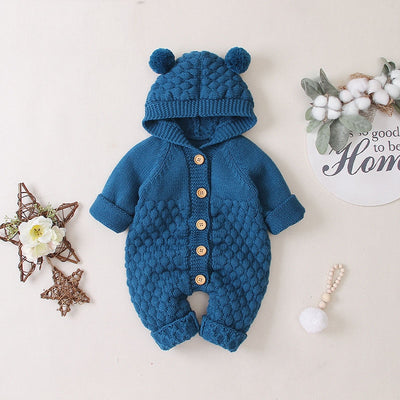 Baby Hooded Knitted Jumpsuit - Little Baby Island