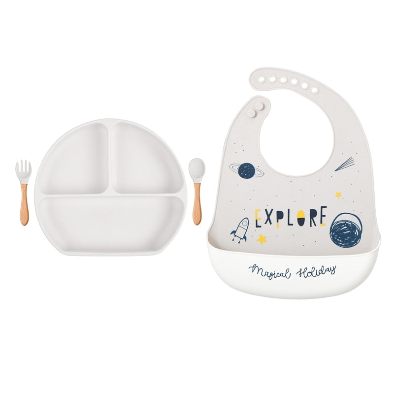 Baby Soft Silicone Bib Cutlery Set